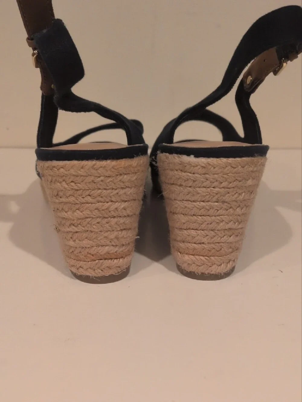 NWOT Tommy Hilfiger Navy Espadrille Wedge Peep Toe Slingback Sandal Size 9.5